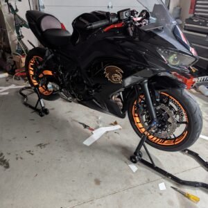 motorcycle rim/swingarm graphic